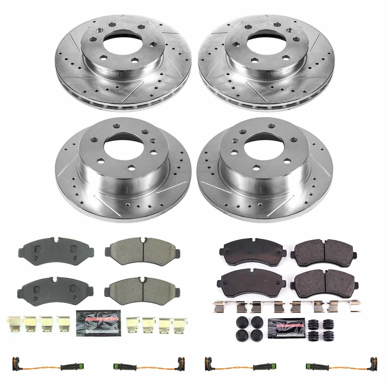PowerStop Front and Rear Z23 Evolution Sport Carbon-Fiber Ceramic Brake Pad and Drilled & Slotted Rotor Kit Fits: MERCEDES-BENZ Select Models K8659