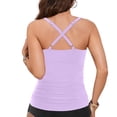 thumbnail image 3 of EliteGoogv Women's Tankini Top V Neck Wide Strap Beachwear Stretchy Solid Color Swimwear Water Sports Surfing Pool Party Bathing Suits,Purple,L, 3 of 3