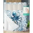 thumbnail image 2 of No Hook Shower Curtains, Octopus Standard Bathtub Curtains with Snap in Liner, Blue Coastal Starfish Ocean Coral Nautical Waterproof Washable Fabric Bathroom Shower Curtain Sets, 72" x 72", 2 of 7