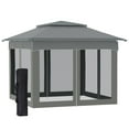 thumbnail image 2 of Outsunny 11' x 11' Pop Up Gazebo Outdoor Canopy Shelter with 2-Tier Soft Top, and Removable Zipper Netting, Event Tent with Large Shade, Dark Gray, 2 of 9