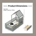 thumbnail image 7 of Duxelifin Twin Kids Bed Frame with 2 Storage Drawers and Guardrails, Wooden House Bed with Roof & Window for Kids, Gray, 7 of 7