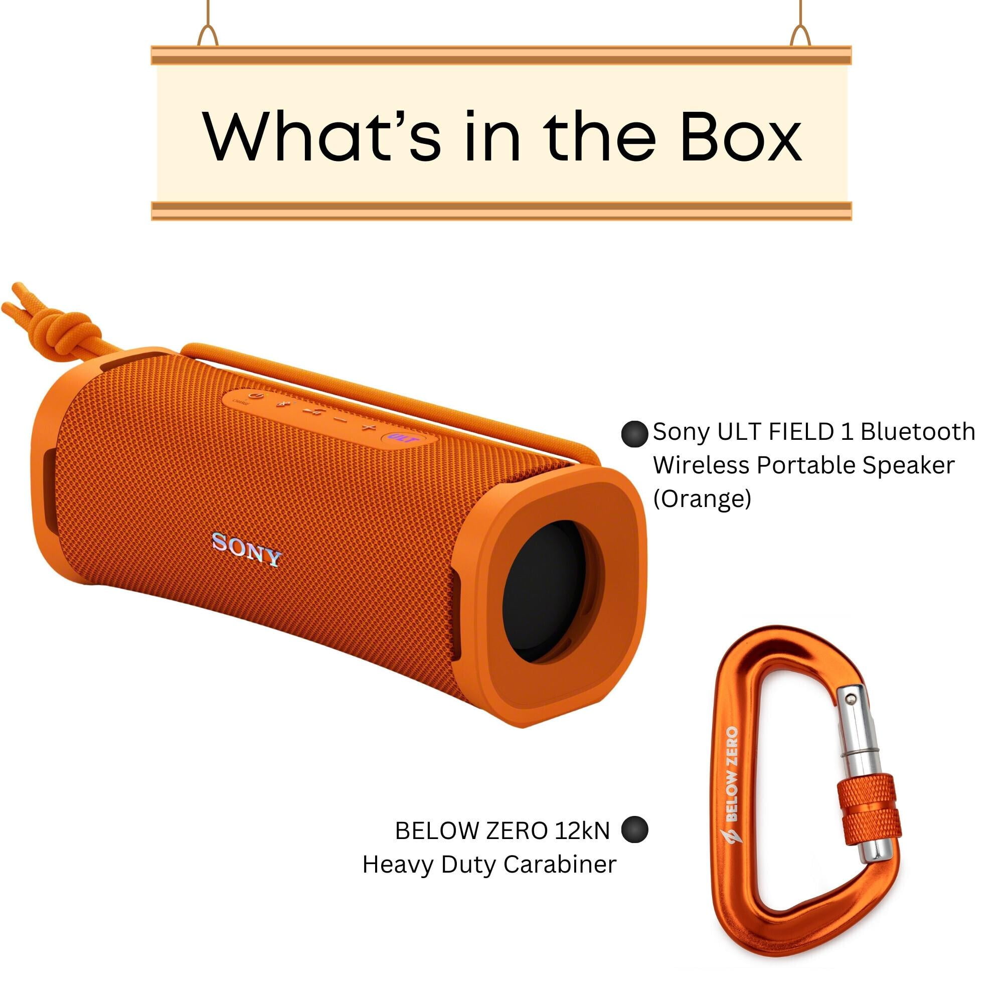 Sony ULT FIELD 1 Bluetooth Wireless Portable Speaker with Echo Canceling Technology (Orange) Bundle with 12kN Heavy Duty Carabiner with Locking Clip (Orange) (2 Items)