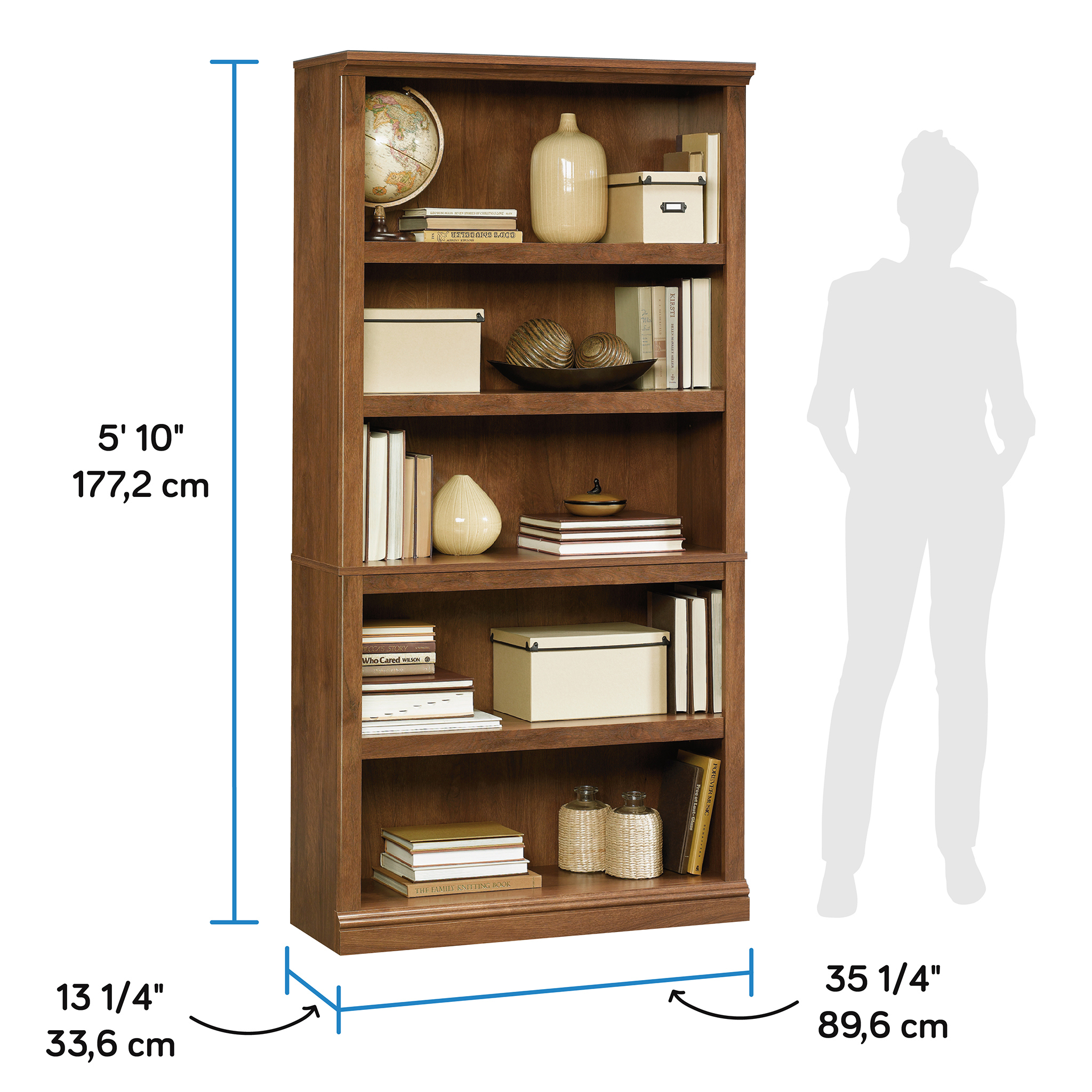 Sauder Select 5-Shelf Bookcase, Oiled Oak photo 5