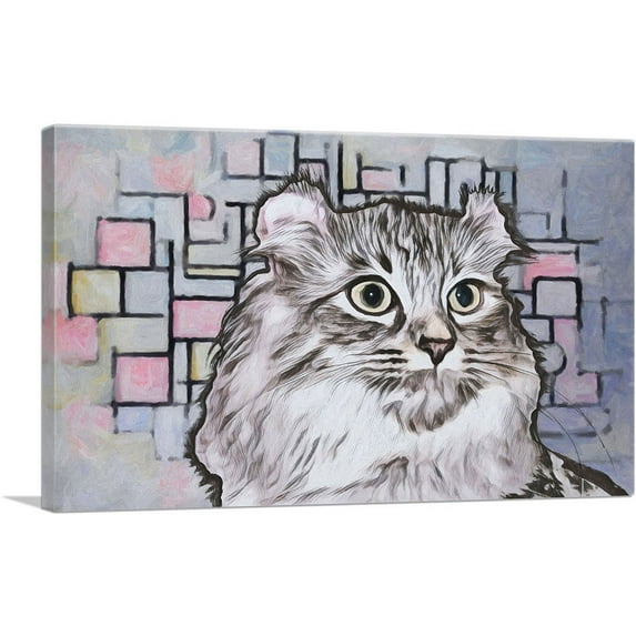 ARTCANVAS American Curl Cat Breed Canvas Art Print - Size: 18" x 12" (0.75" Deep)