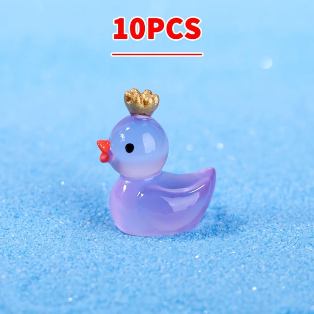 Figuritas de patitos luminosos - Mini decoración de resina de 10 piezas para acuario, jardín y manualidades • Adornos que brillan en la oscuridad de 2,7 cm