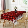 thumbnail image 4 of Nanqianyi Christmas Tablecloth 60x84 Inches for Rectangle Tables, Red Black Plaid Snowflakes Printed Table Cloth for Holiday Party Decorations, 4 of 11