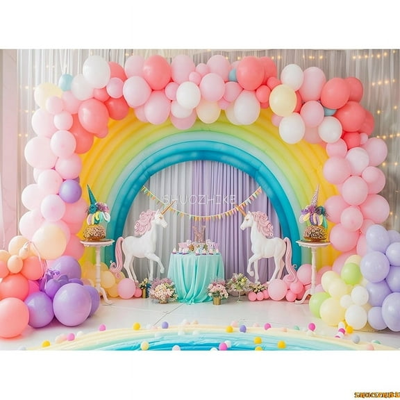 Arch Balloons Unicorns Photography Backdrops Props Baby Newborn Birthday Party ration Background RA-0