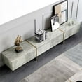 thumbnail image 3 of POVISON Stone TV Stand, Modern Media Console with Drawers, Sintered Stone Top, Plywood, Gray, Fully-assembled, 94.5", 3 of 9