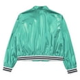 thumbnail image 2 of JanJean Kids Girls Baseball Jacket Varsity Style Coat Long Sleeves Outerwear Zipper Closure Bomber Blue Green 6, 2 of 9