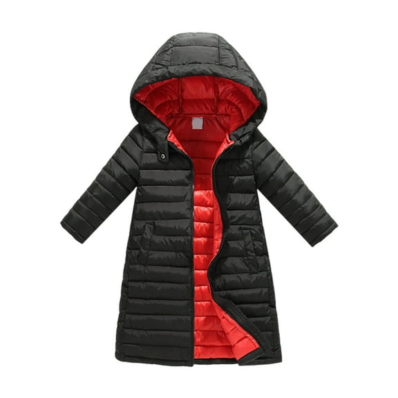 Ruyang Kids Winter Reversible Parka Coat Boys Girls Long Quilted Puffer Jacket Lightweight Padded Warm Hooded Down Outwear