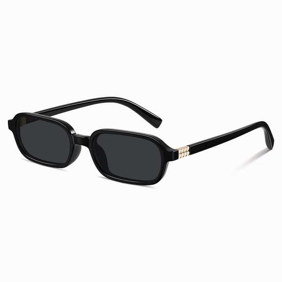 Square Sunglasses for Women Men Trendy Rectangular Frame UV Protection 90s Vintage Style Sun Glasses(Black/Gray)