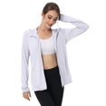 thumbnail image 2 of WTOBBY Women's Lightweight UPF 50+ Hooded Sun Protection Jacket - Long Sleeve Cooling Ice Silk Shirt with Zipper & Pockets for Hiking and Summer Outdoor ,White S, 2 of 5