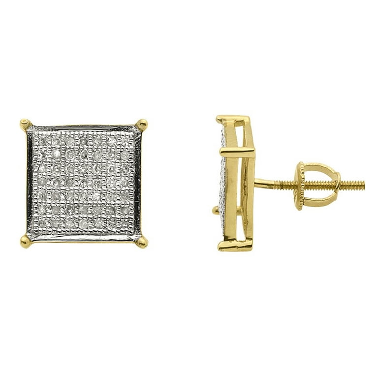 Boucles D'oreilles Homme Argent - Carré 6 Mm Micro Pavé Zircone - Studs