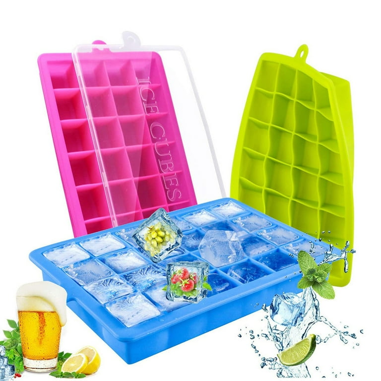 Xmmswdla The Sanitary Ice Tray for Freezer Make and Serve Ice Without Ever Touching The Ice - No Spills Silicone Ice Cube Tray with Lid - Ice Cube