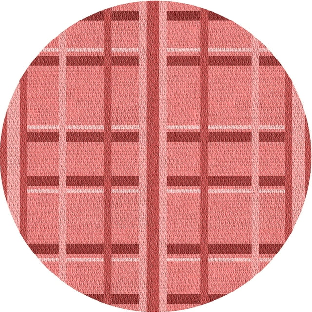 Ahgly Company Tapis Rond Lavable en Machine Intérieur Rouge Rubis, 8 Pieds Rond