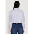thumbnail image 5 of Womens Striped Long Sleeve Button Front Cropped Shirt, 5 of 5