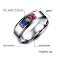 thumbnail image 2 of Iris De Acero Inoxidable Multicolor De Cristal Homosexuales Les Nos Enorgullecen Tamaño 13 Sunnimix Rainbow Ring, 2 of 7