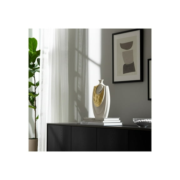 Modern Metal Vase - Aluminum Decorative Accent with Metallic Finish for Home, Office, Bedroom & Living Room - Stylish Contemporary Flower Holder - 23" Gold
