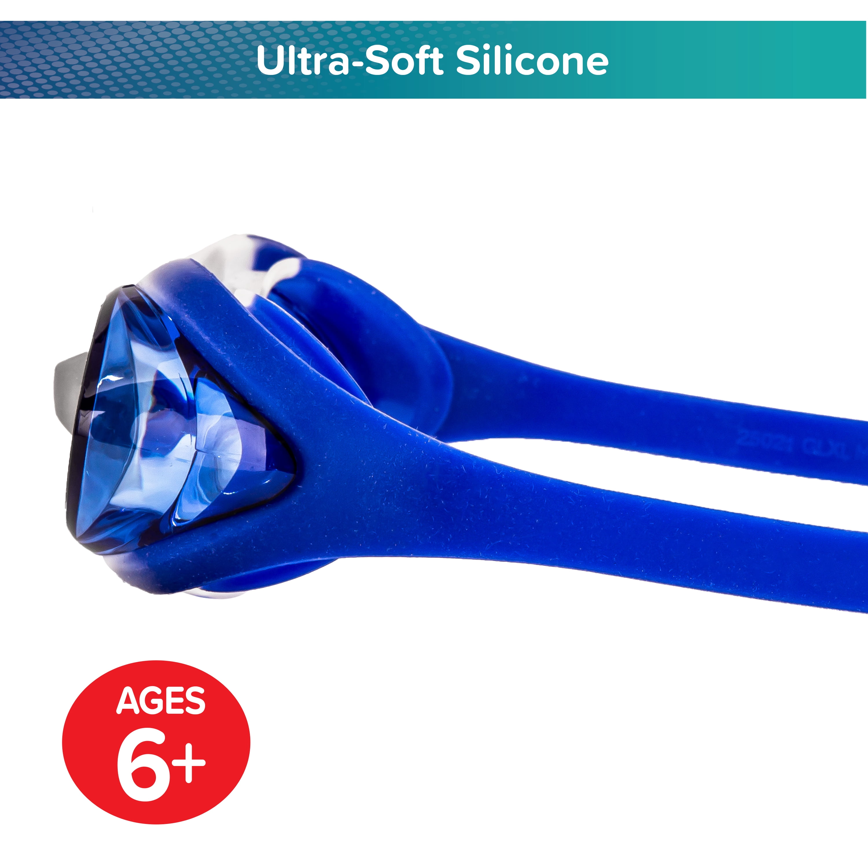 Dolfino Youth Challenger Swimming Sport Silicone Goggles, Blue