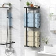 thumbnail image 6 of Wall Mounted Vertical Towel Rack with Shelf, Black Large Size Holds Up to 6 Large Bath Sheets, 6 of 8