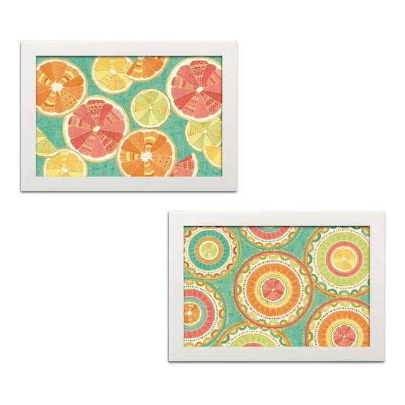 Gango Home Decor Contemporary Citrus Splash XI & XII by Veronique Charron (Ready to Hang); Two 18x12in White Framed Prints