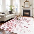 thumbnail image 2 of 8'x10' Area Rugs, Pink Leaves Indoor Outdoor Area Rug for Living Room Bedroom, Summer Botanical Washable Bathroom Rugs Kitchen Floor Carpet Mats Home Decor Aesthetic, 2 of 8