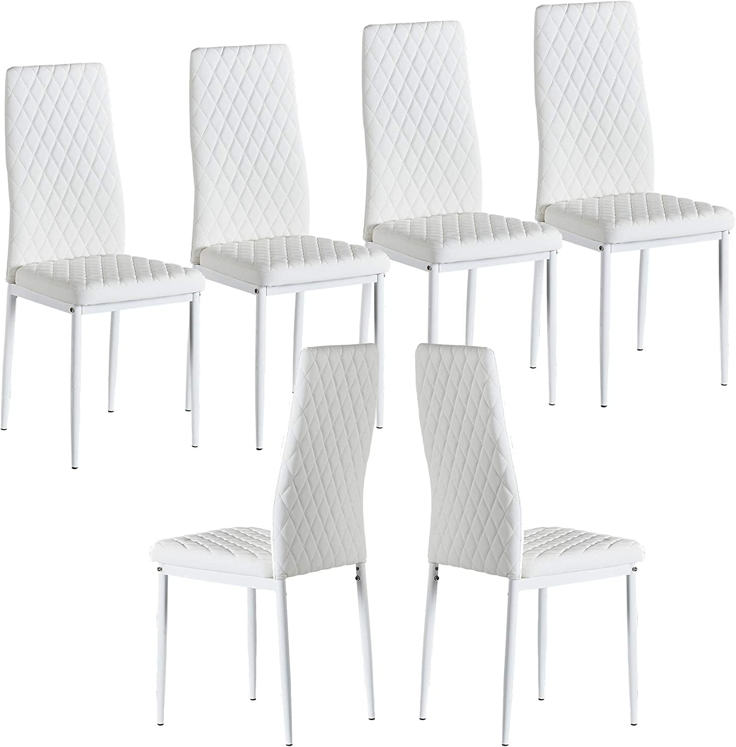 X XBEN Set of 6 Leather Dining Chairs Set with Waterproof Leather Seat