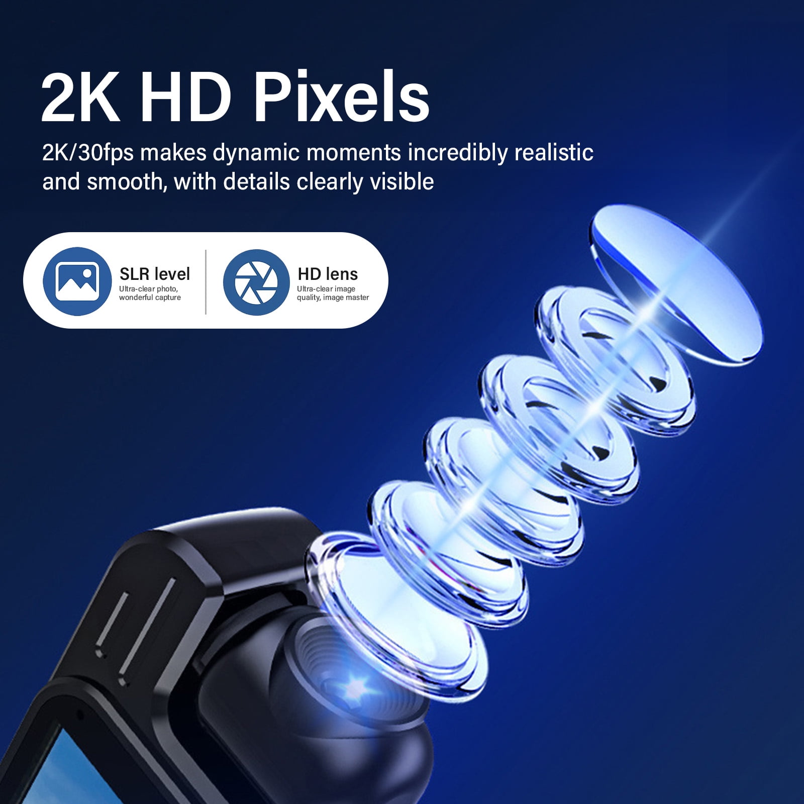 Action Camera, Mini Vlogging Camera, Body Camera Wearable Video Recorder, 180° Wide Angle Rotating Lens for Bike Cycling, Pet, Vlogging