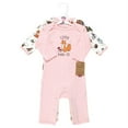 thumbnail image 2 of Touched by Nature Infant Girl Organic Cotton Coveralls, Woodland Alphabet, 0-3 Months, 2 of 4