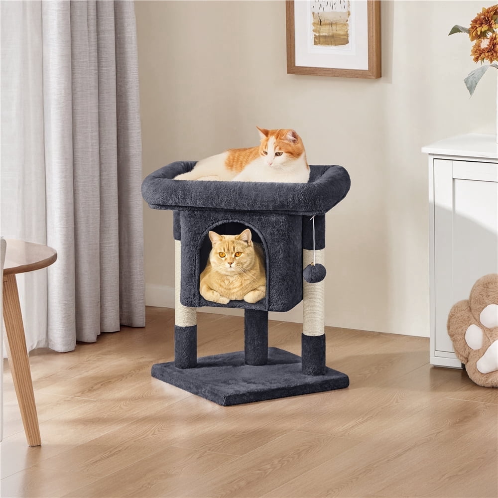 Yaheetech 23.5″ H Spacious Cat Tree with Large Top Perch, Condo & Scratching Posts, Black
