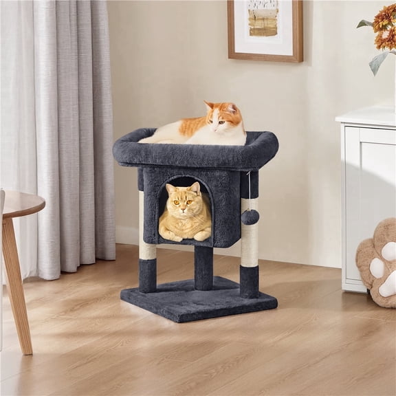 Yaheetech 23.5 H Spacious Cat Tree with Large Top Perch, Condo & Scratching Posts, Black