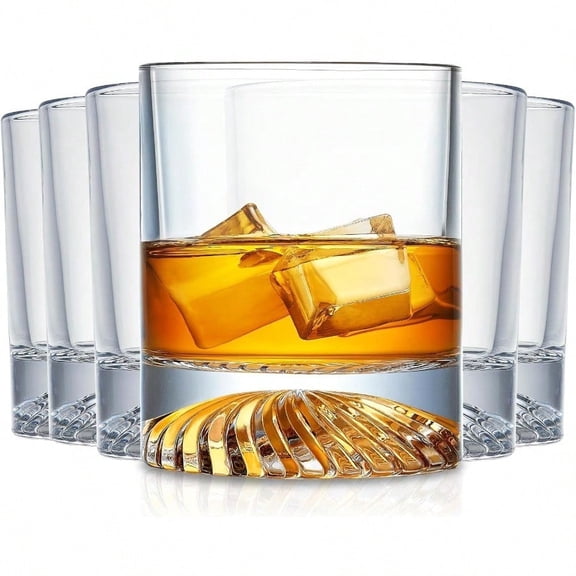 Hand Blown Crystal Old Fashioned Whiskey Glasses Rocks Glasses Drinking Cocktail Bourbon Scotch Rum Vodka Liquor 12 OZ set of 6 Gifts for Men
