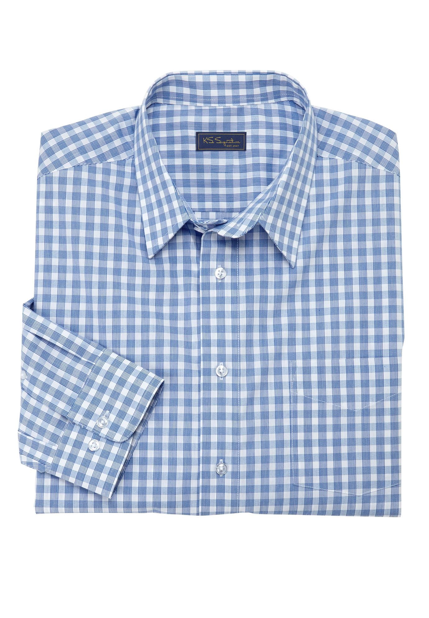 Kingsize Signature Collection Mens Big /& Tall Signature Fit Long-Sleeve Broadcloth Dress Shirt