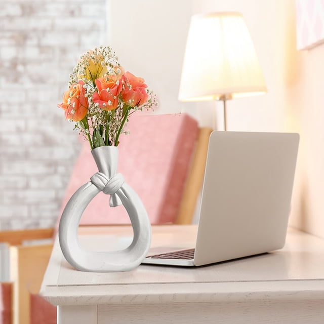 ShinYu White Vase Ornaments Living Room Desktop Porch Decoration Flower Inserts Resin Ornaments Flower Pots