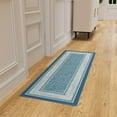 thumbnail image 4 of Ottomanson Border Bathroom Runner Rug 20" x 59" - Non Slip Low Pile Carpet, Blue, 4 of 13