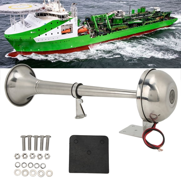 VXH1112MAR-C, Boats Single Trumpet 30W Universal Trucks Air Horn Antirust Stainless Steel for RVs for Yachts