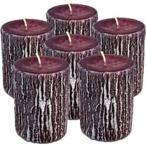 Hyoola 2.5 x 3.5 inch Purple Unscented Rustic Timberline Pillar Candles, Paraffin Wax with Cotton Wicks, 6-Pack