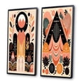thumbnail image 3 of Designart "Retro Pink Bohemian Tribal Geometry IV" Modern Geometric Framed Wall Art Set Of 2 - Modern Pink Gallery Wall Frame Set For Home Decor, 3 of 6