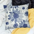 thumbnail image 2 of BANET  Throw Pillow Cases Cozy Fleece Two-Tone Blooming Flowers Decorative Cushion Covers for Couch Bed Sofa Farmhouse Decoration Navy Blue Grey 22x22in, 2 of 5