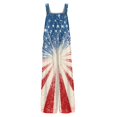 thumbnail image 5 of JULMCOMO 4th of July Jumpsuits for Women USA Flag Cotton Linen Red White Blue Overalls 250th Year Sleeveless Button Straps 1776 Jumpsuits with Pockets Dark Blue 2XL, 5 of 6