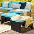 thumbnail image 3 of YSNW 2 Piece Outdoor Wicker Ottomans, Patio Rattan Footstool with Cushions, Solid Steel Frame, Multifunctional Ottomans for Poolside Backyard Balcony (Turquoise), 3 of 10