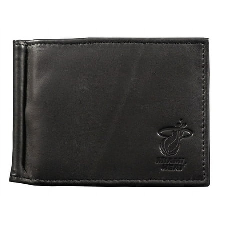 Miami Basketball Heat RFID Blocking Shield Black Leather Moneyclip Wallet