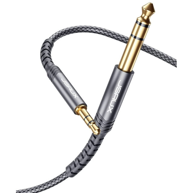 Cable de audio JSAUX 6,35 mm 1/4 macho a 3,5 mm 1/8 macho 6 m gris