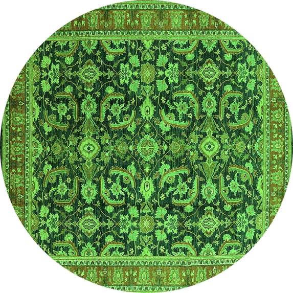 Ahgly Company Indoor Round Oriental Green Industrial Area Rugs, 5' Round
