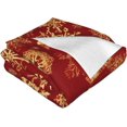 thumbnail image 2 of Manta de invierno con copos de nieve dorados y navideños, suave funda de sofá de franela de 60 x 50 pulgadas, para adultos, para cama, sofá, viajes, camping, 2 of 8