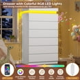thumbnail image 6 of Tall 6 Drawer dresser with LED lights,chest of 7 drawers,modern large capacity storage cabinet with deep drawers, White dresser for bedroom, living room, 6 of 8