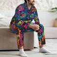 thumbnail image 5 of Salouo Neon Graffiti Urban Art Print Button-Front Long Sleeve Pajama Set for Men, Soft 2Pjs Men's Long Sleeve Sleepwear -Medium, 5 of 7