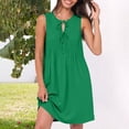 thumbnail image 3 of Hyknon Robes d'Été pour Femmes Mode Couleur Unie Col Rond Sans Manches Robes Plissées Fluides Amples Sans Manches avec Poches, 3 of 3