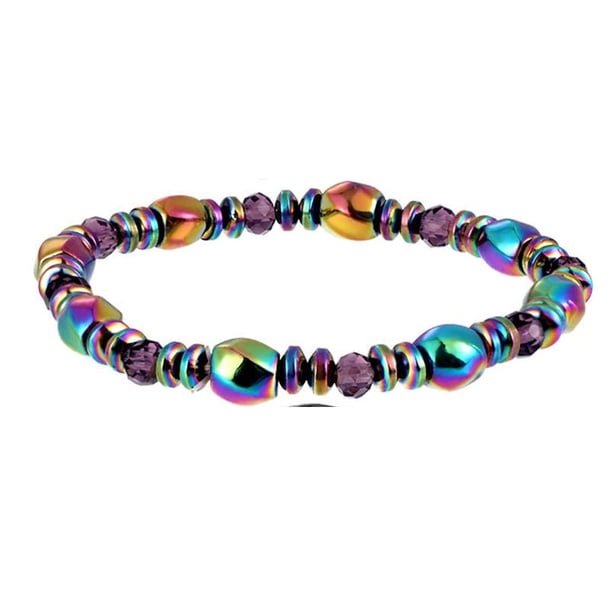 Pulseras de hematita deslumbrantes para hombres, pulseras de energía positiva con dijes de hematita, pulseras de la suerte de piedra natural para mujeres, joyería