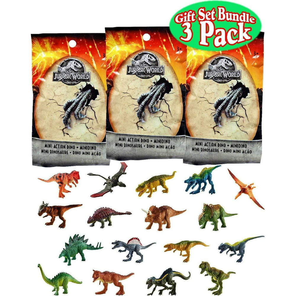 Jurassic World Mini Dino Bags 3 Pack Mattel Dinosaurs Assorted Figures